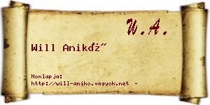 Will Anikó névjegykártya